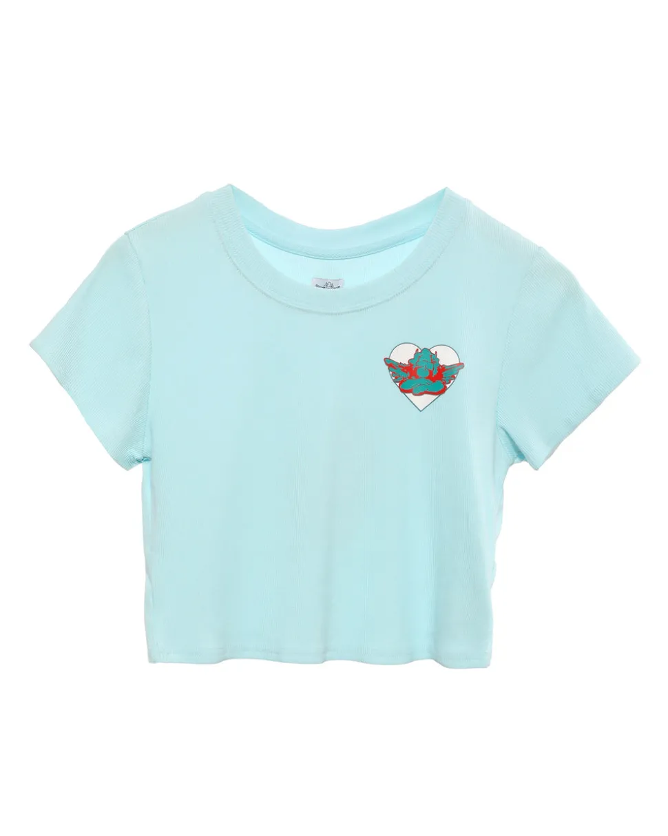 Blue Read Receipts Crop Tee