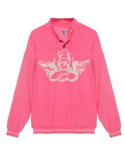Cherub University Pink Henley Crewneck