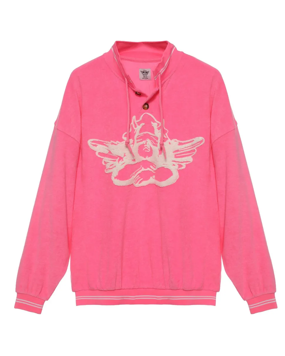 Cherub University Pink Henley Crewneck