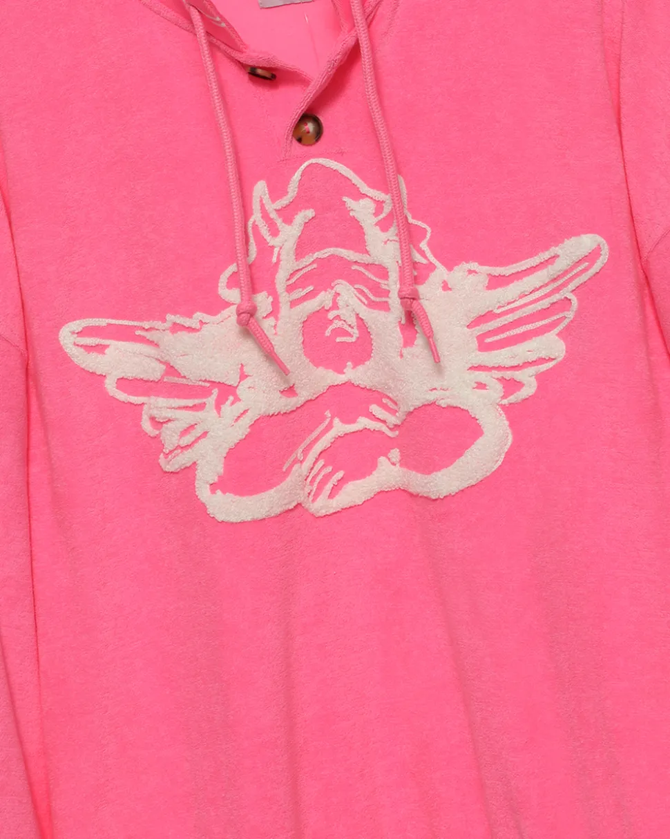 Cherub University Pink Henley Crewneck