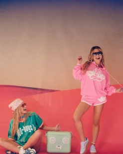 Cherub University Pink Henley Crewneck