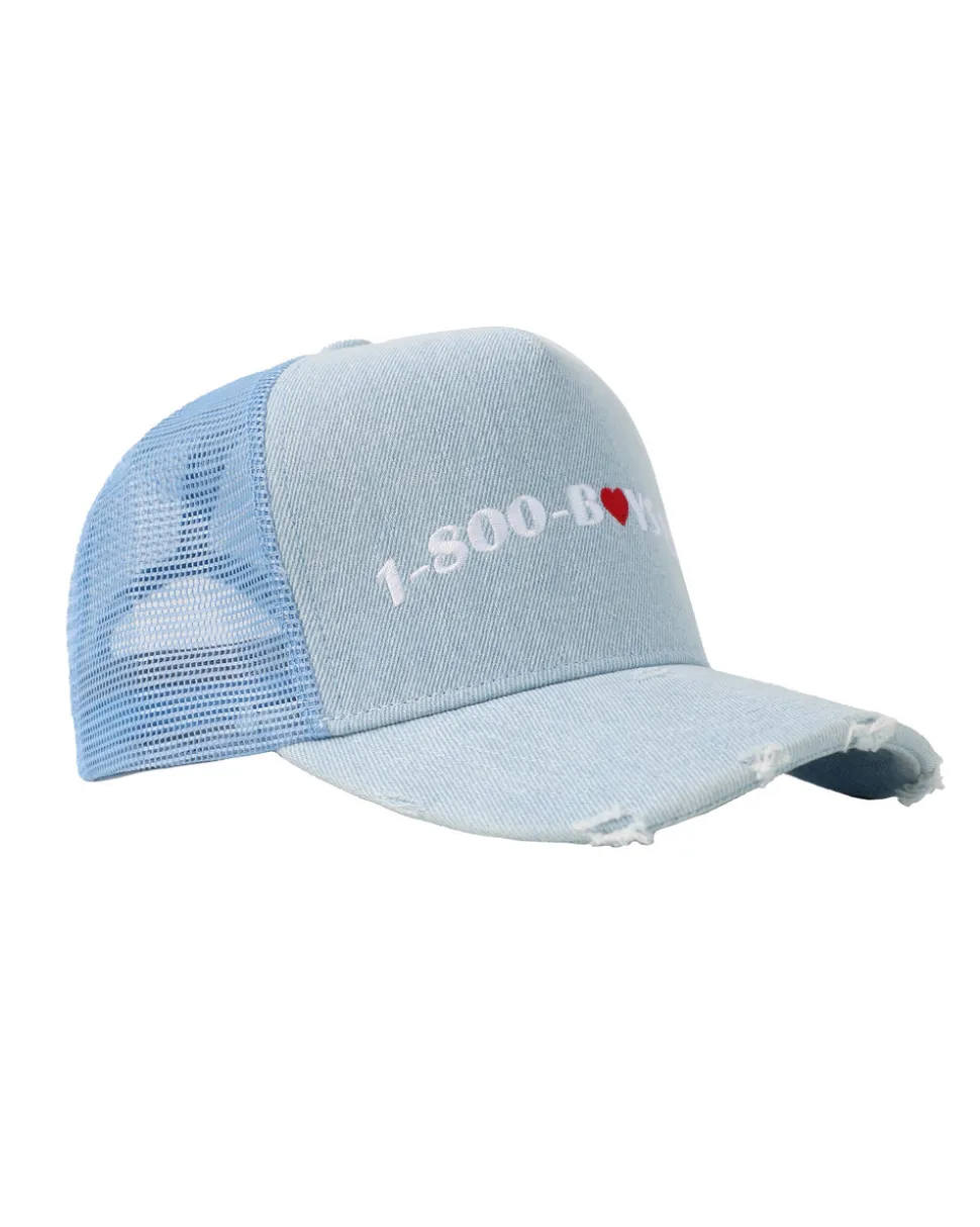 Denim 1-800 Heart Trucker Hat
