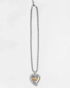 Pearl Heart Silver Logo Necklace