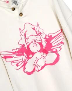 Pink Cherub University Henley Crewneck